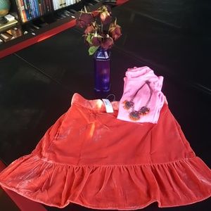 Burnt orange peplum velvet skirt